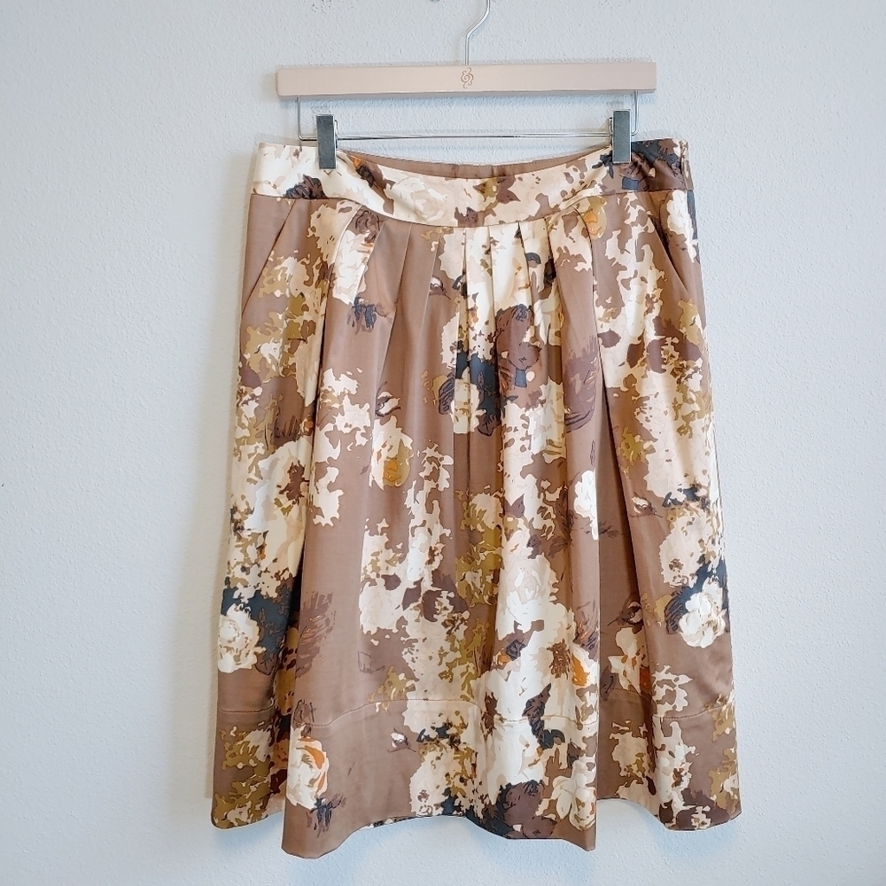 Talbots A-Line Pleated Floral Skirt Sz 10